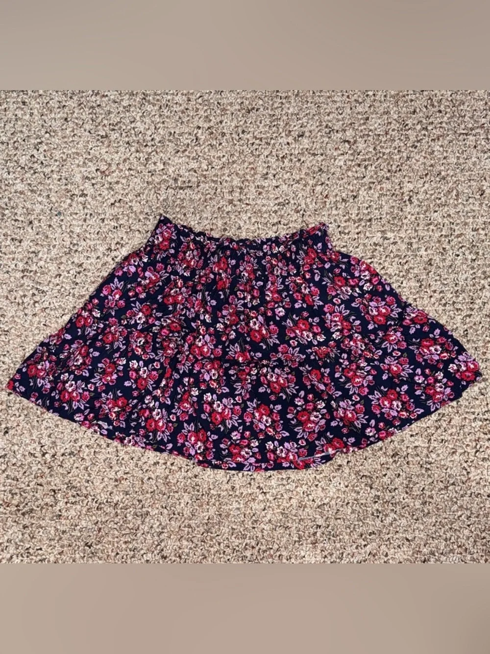 Bundle of GAP Girls Navy Floral Skort & Light Blue Denim Skirt Set- M